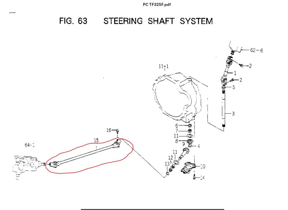 Iseki Tractor 325 TF325FH Steering Shaft