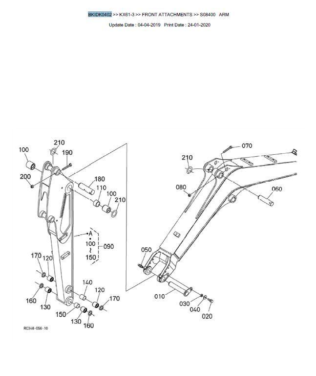 Kubota Excavator Dipper arm 1300 S08400