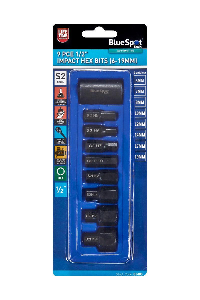 Blue Spot Tools 9PCE 1/2" Impact Hex Bits (H6-H19)