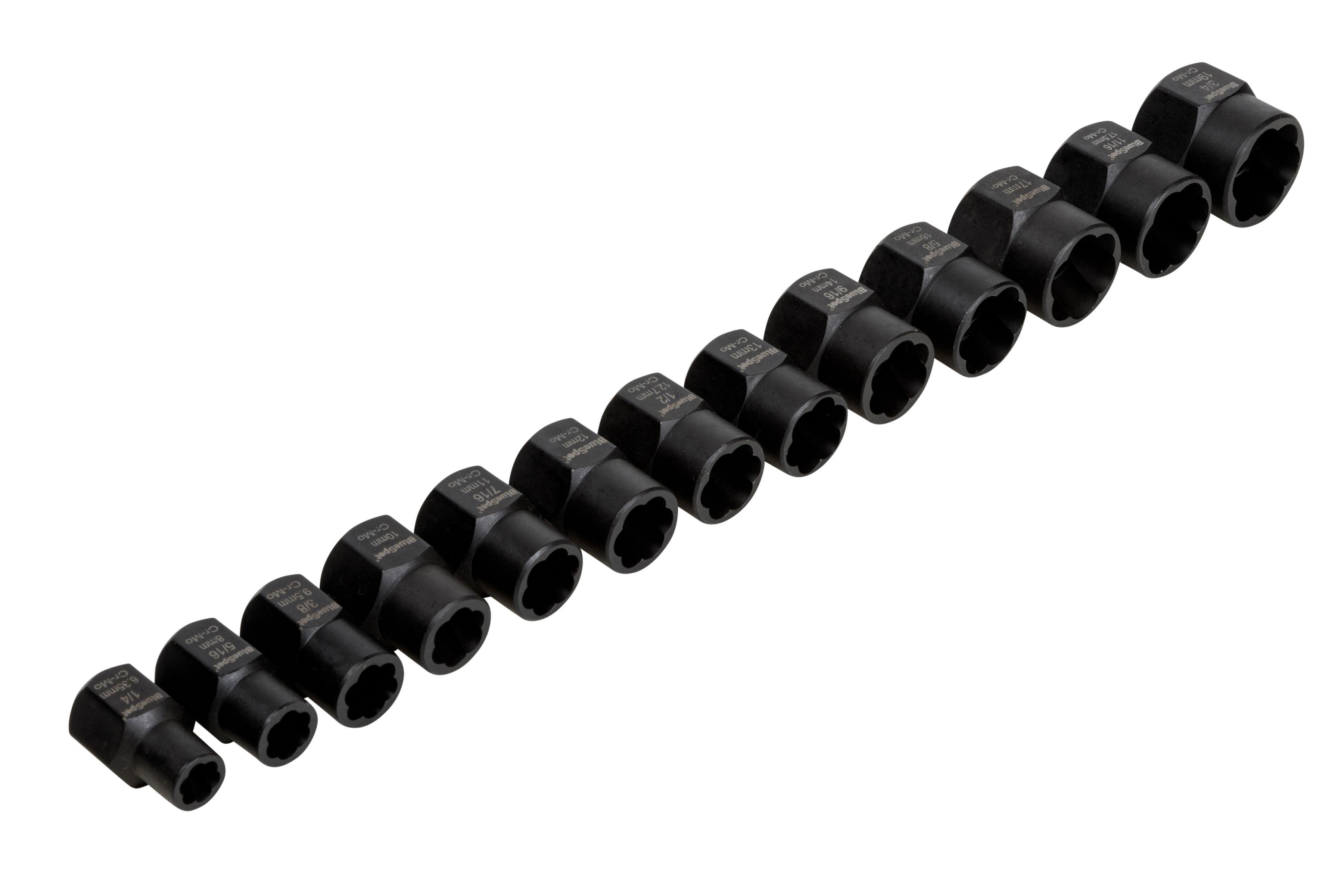 Blue Spot Tools 13 PCE Impact Bolt And Nut Remover Set (1/4"-11/16") (8mm-19mm)