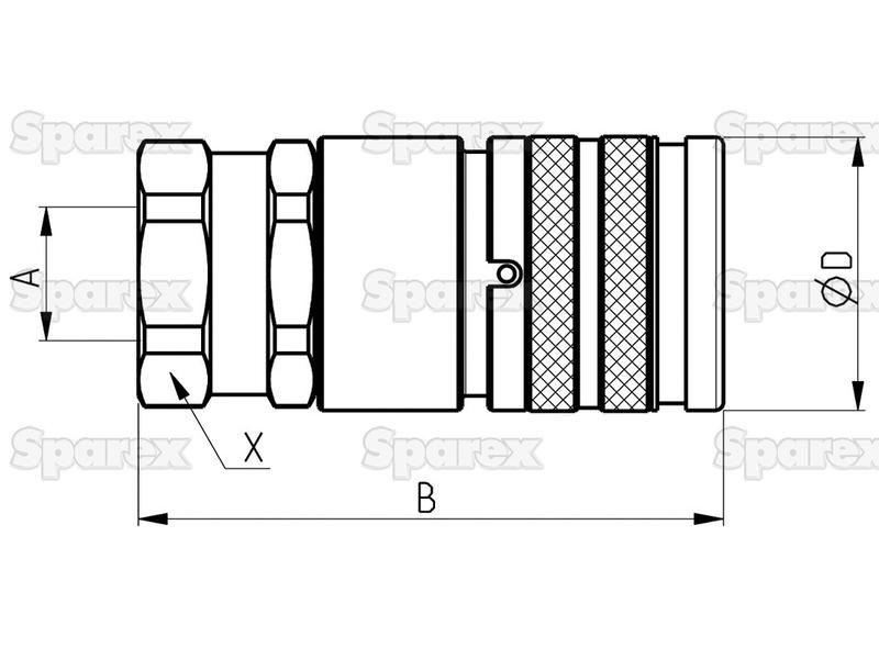 Faster Flat Faced Coupling Female 3/8'' Body x 3/8'' BSP Female Thread Faster S.p.A (FFH06-38GAS F, FFH0638GASF, FFH06-38GASF)
