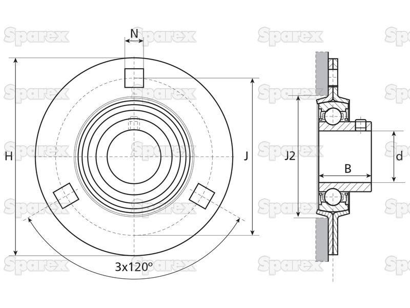 NTN SNR Three Bolt Flanged Unit (USPF205)