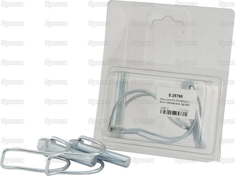 Pipe Linch Pin, Pin Ø10mm x 50mm (2 pcs. Agripak)