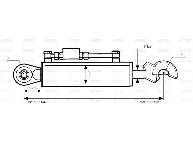 Hydraulic Top Link (Cat. 2/2) Ball/Hook | Cylinder 63mm Min. 585mm