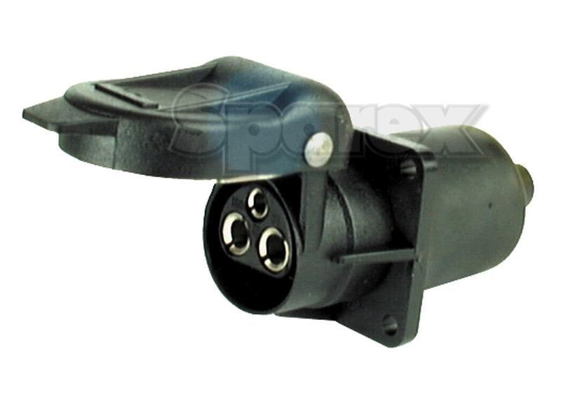 3 Pin Plastic Aux Socket, 4 Bolt Fixing, Female | Case/IH, McCormick, Steyr Cobo