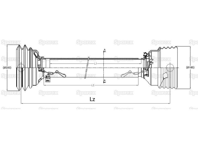 PTO Guard - Easylock - Wide Angle, (Lz) Length: 1310mm, Size: Medium.