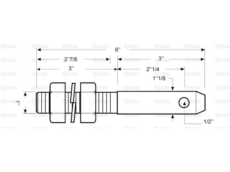 Lower link implement pin 28x152mm, Thread size 1x76mm Cat. 2