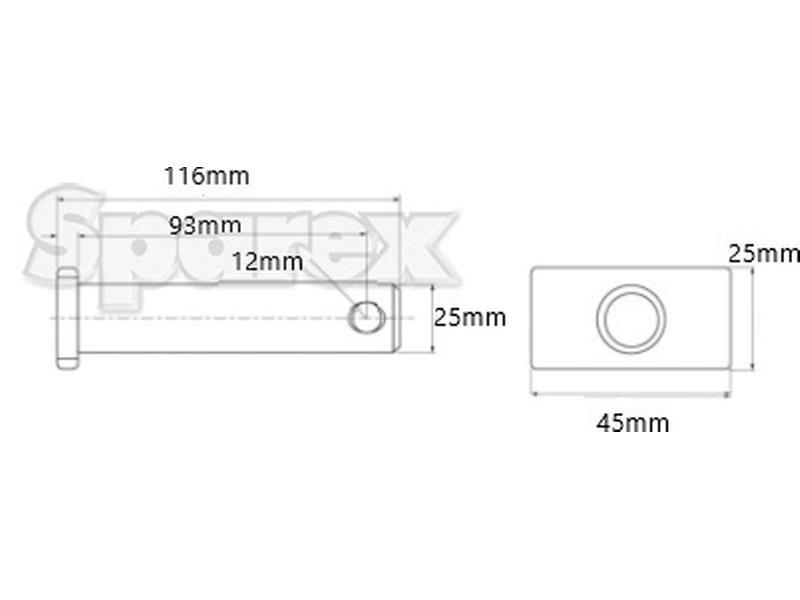 Top link pin 25x93mm Cat. 2 for John Deere (R105256)