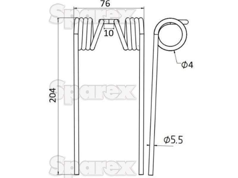 Pick-Up Haytine - - - Length:204mm, Width:76mm, Ø5.5mm - Replacement for Welger