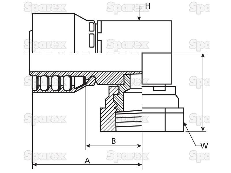 Parker BSP Hose Insert 3/8'' x 3/8'' x 19'' Female 90° Compact Swivel PARKER HANNIFIN (1B448-6-6)