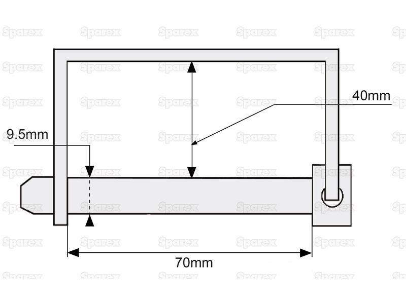 Shaft Locking Pin, Pin Ø9.5mm x 70mm ( )