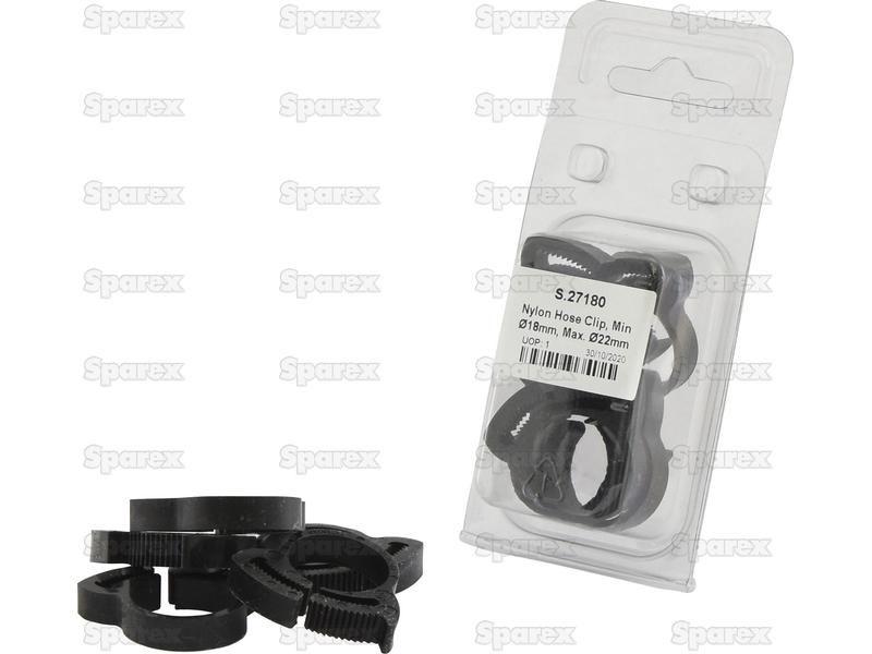 Nylon Hose Clip, Min Ø18mm, Max. Ø22mm, 5 pcs. Agripak.
