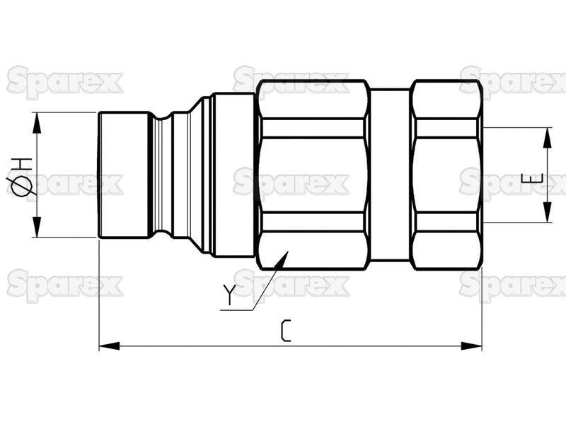 Faster Flat Faced Coupling Male 1/4'' Body x 1/4'' BSP Female Thread Faster S.p.A (FFH04-14GAS M, FFH0414GASM, FFH04-14GASM)