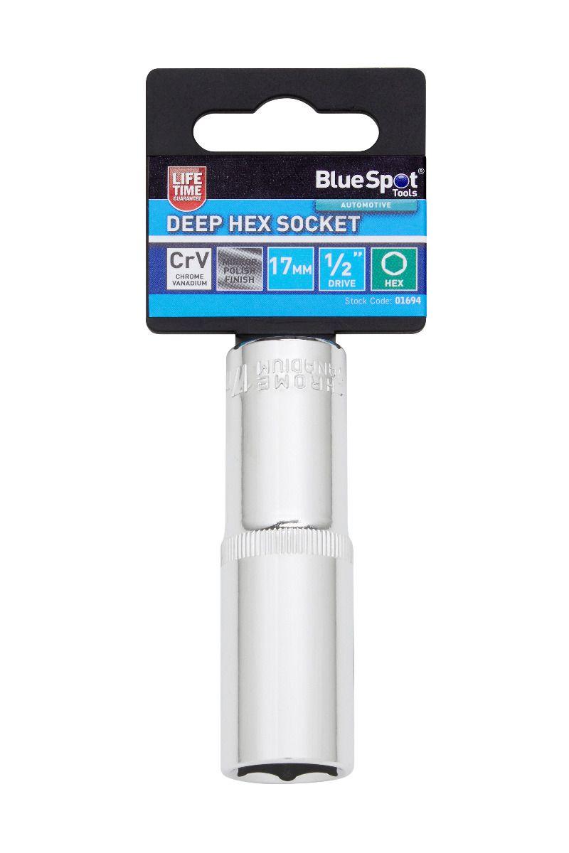 Blue Spot Tools Individual 17mm 1/2" Deep Hex Socket