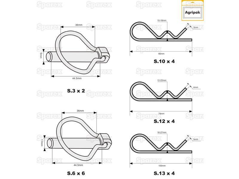 Linch Pin & Grip Clips Combination Pack (20 pcs. Agripak)