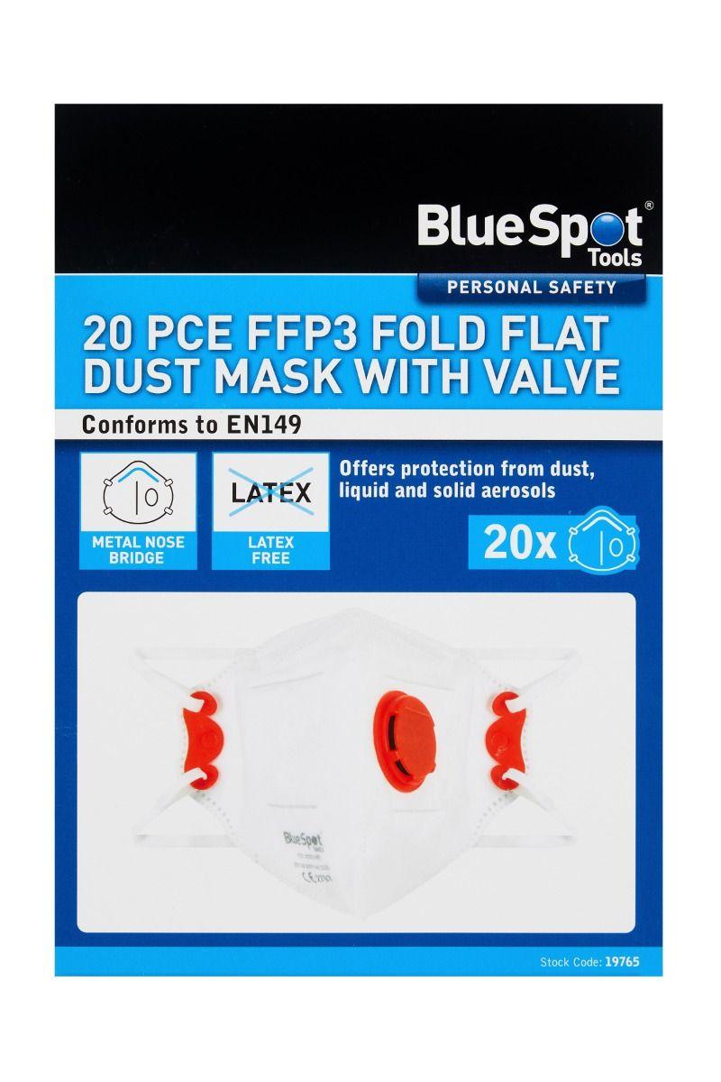 Blue Spot Tools 20 PCE FFP3 Valved Fold Flat Dust Mask