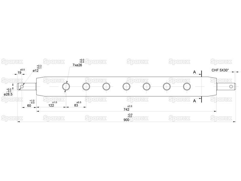 Drawbar Hitch System (Cat. 2) No. holes: 7, 862mm.