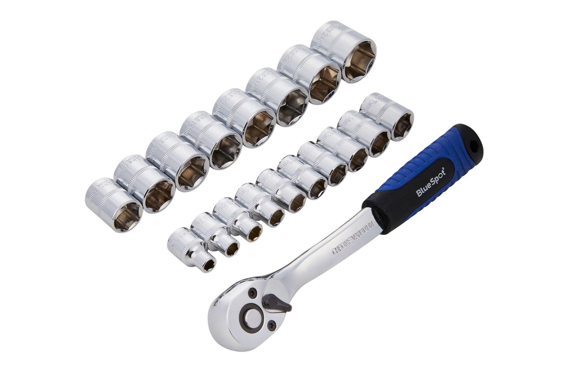 BLUE SPOT 19 PCE 3/8" DRIVE METRIC SOCKET SET 6-24mm