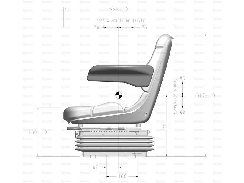 Compact Air Suspension Seat - 12V (PVC) for Massey Ferguson 240 (200 Series)