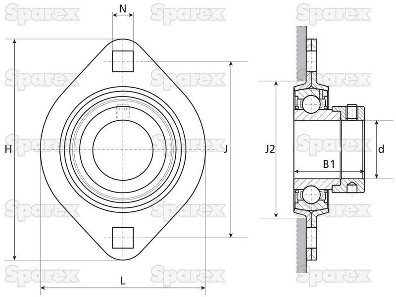 NTN SNR Two-Bolt Flanged Unit (ESPFL205)