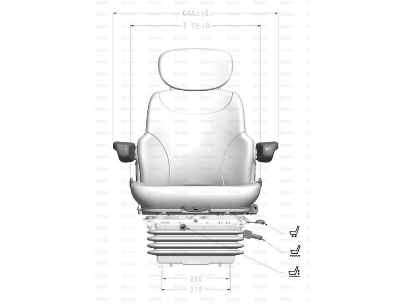 Air Suspension Seat - 12V (Fabric) for Kubota M9000 (M Series Agricultural Tractor)