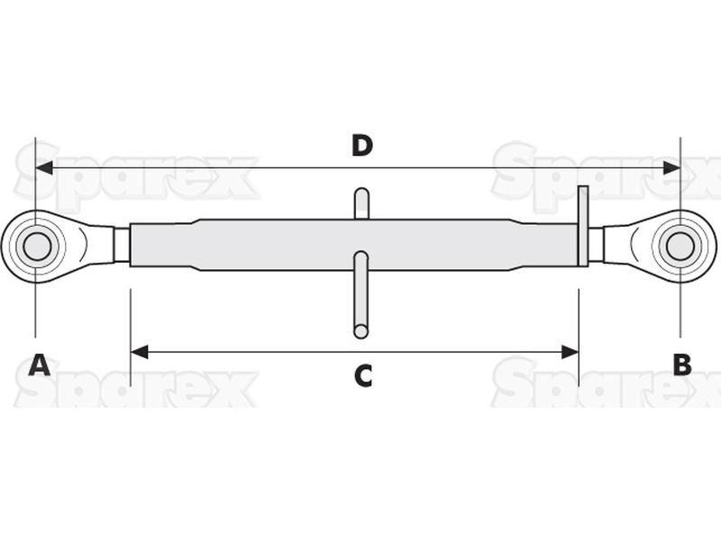 Top Link Heavy Duty (Cat.2/2) Ball and Ball, 1 1/4'', Min. Length: 530mm. for Steyr 495 KOMPAKT