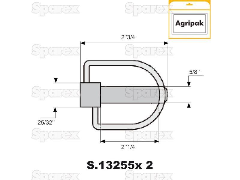 Stabiliser Pin, Pin Ø16mm x 70mm (2 pcs. Agripak)
