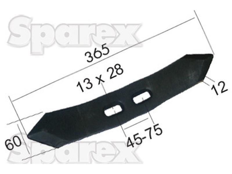 Reversible point 365x60x12mm Hole centres 45/75mm for Universal VARIOUS