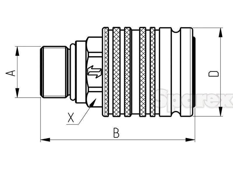 Faster Quick Release Hydraulic Coupling Female 1/2'' Body x M20 x 1.50 Metric Male Thread Faster S.p.A (CPV083/2015 F, CPV083/2015F)