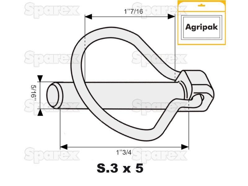 Pear Linch Pin, Pin Ø8mm x 44.5mm (5 pcs. Agripak)