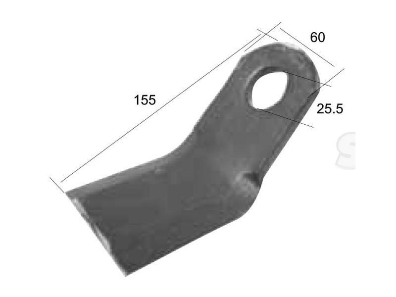 Y type flail, Length: 155mm, Width: 60mm, Hole Ø: 25.5mm, Thickness: 8mm. Replacement for Ferri for Ferri