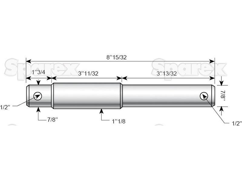 Lower link implement pin dual 22 - 28x215mm, Thread size xmm Thread size 1/2