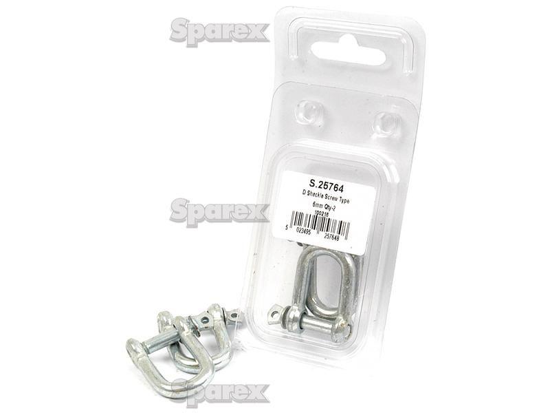 Screw Type D Shackle, Pin Ø6mm x 12mm Jaw Width (2 pcs. Agripak)