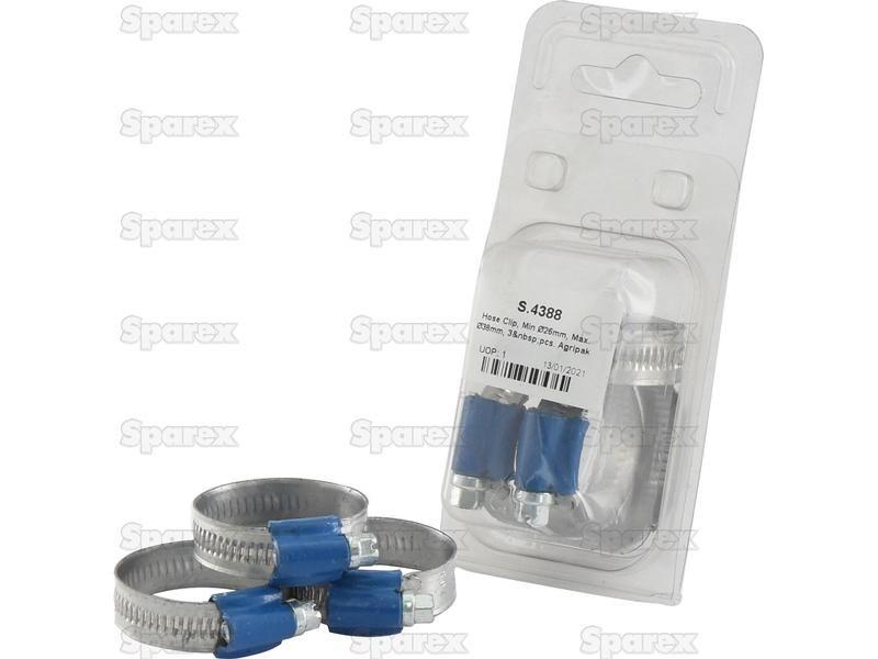 Hose Clip, Min Ø26mm, Max. Ø38mm, 3 pcs. Agripak.