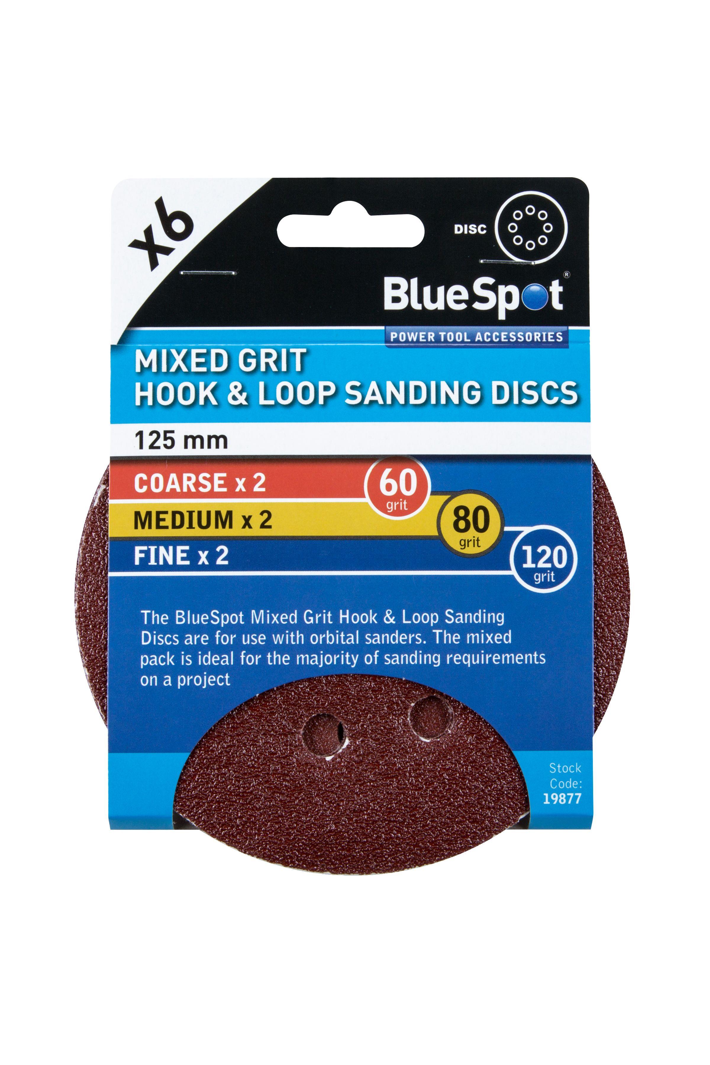 Blue Spot Tools 6 Pack 125mm Mixed Grit Sanding Disc