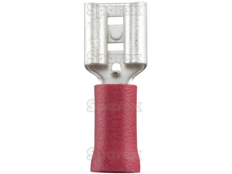 Pre Insulated Spade Terminal, Double Grip - Female, 6.3mm, Red (0.5 - 1.5mm)