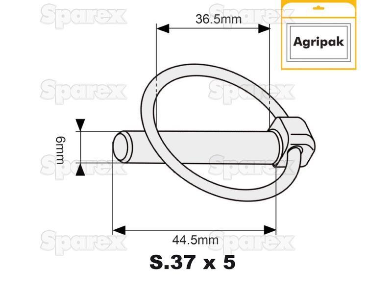 Round Linch Pin, Pin Ø6mm x 44.5mm (5 pcs. Agripak)