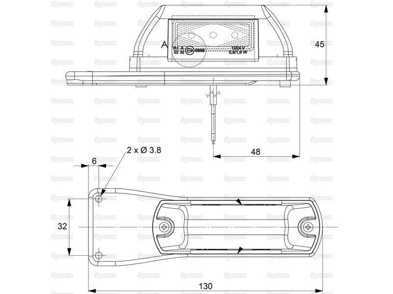 LED Outline Front/Rear Facing Marker Light, LH, 12-24V