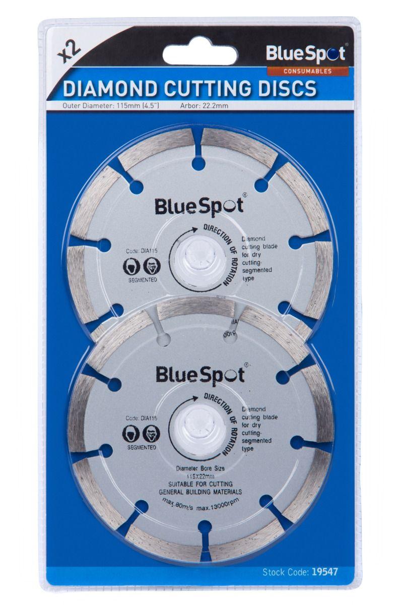 Blue Spot Tools 2 PCE 115mm (4.5") Segmented Diamond Dry Cutting Disc