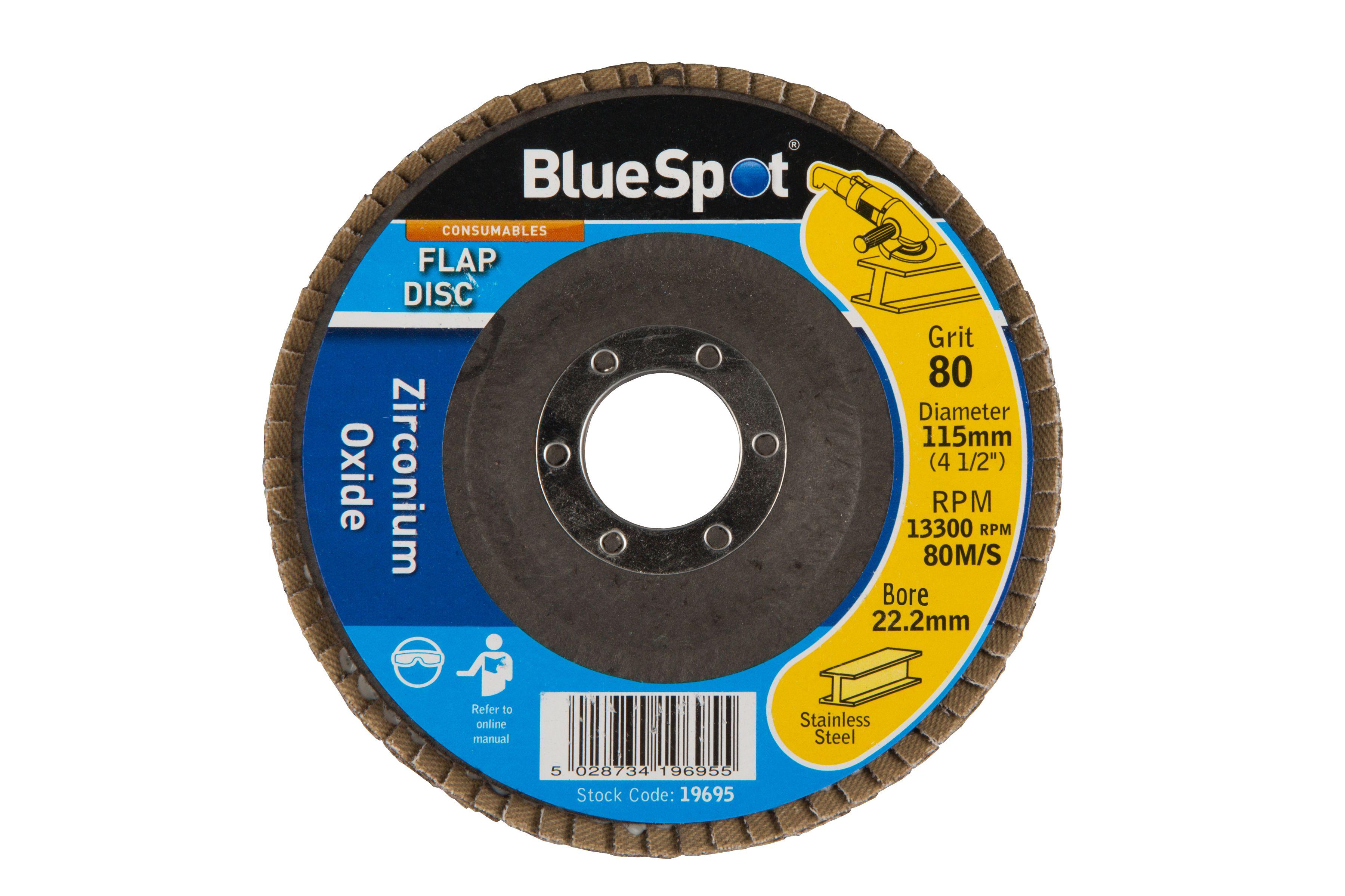 Blue Spot Tools 115mm (4.5") 80 Grit Zirconium Oxide Flap Disc
