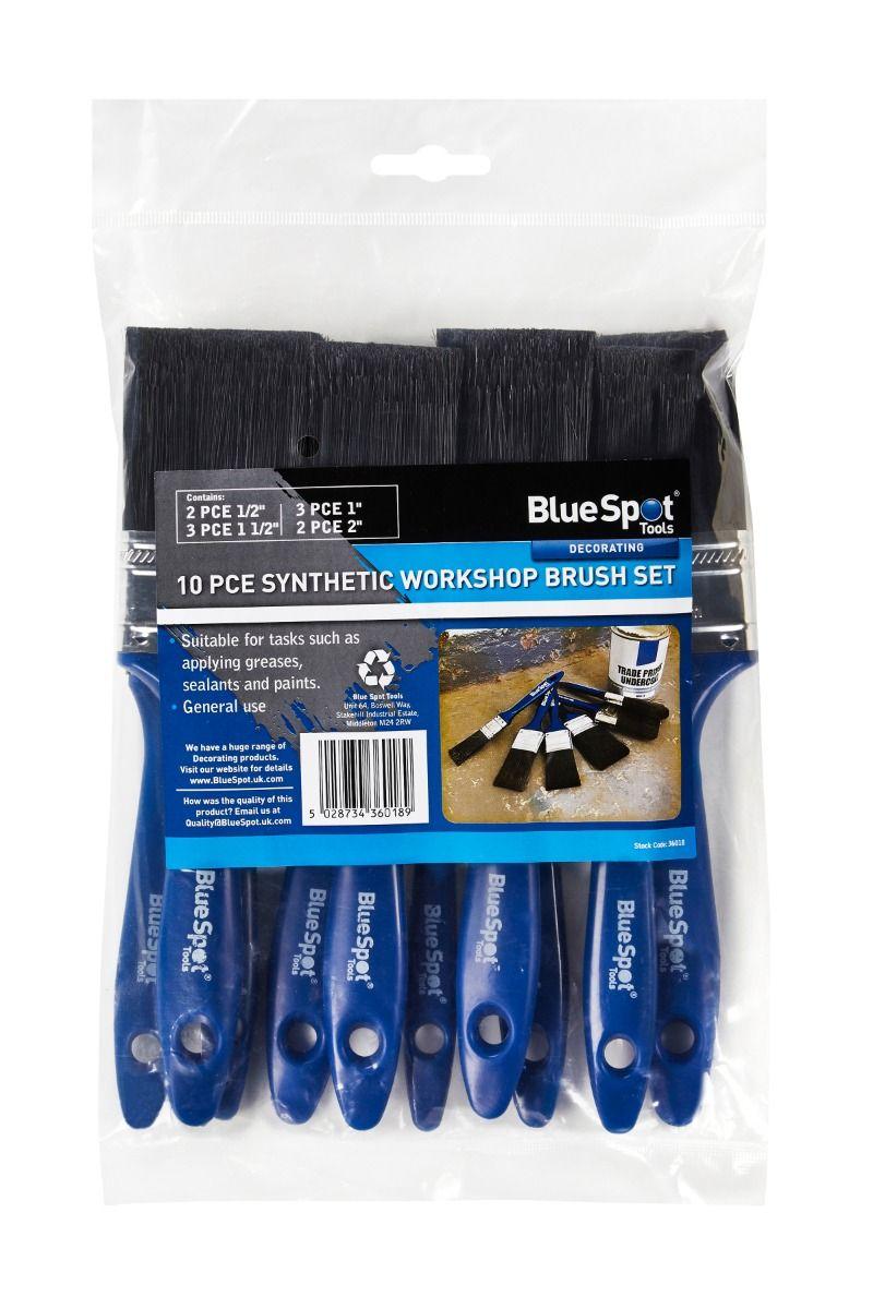 Blue Spot Tools 10 PCE Synthetic Workshop Brush Set (2 PCE 1/2", 3 PCE 1", 3 PCE 1 1/2", 2 PCE 2")