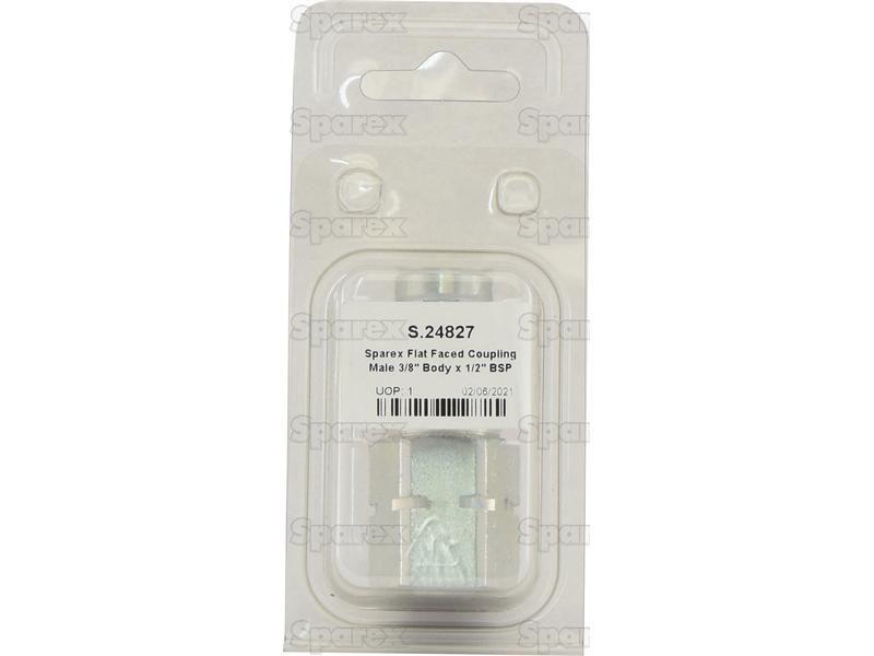 Sparex Flat Faced Coupling Male 3/8'' Body x 1/2'' BSP Female Thread (Agripak 1pc.)