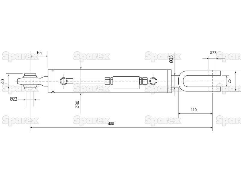 Hydraulic Levelling Box (Supplied with: Hoses), Min. Length: 480mm, Cylinder Bore: 70mm. for Kubota M9540 (M Series Agricultural Tractor)