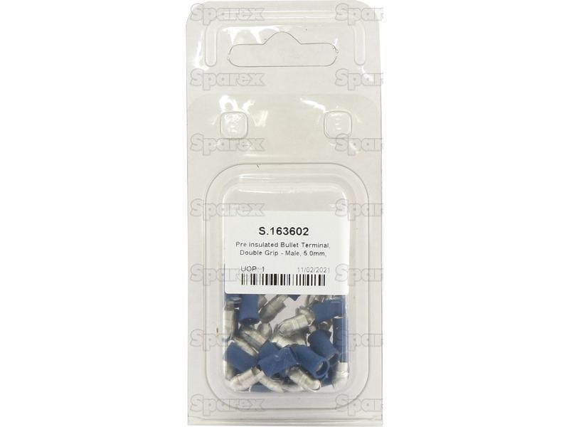 Pre Insulated Bullet Terminal, Double Grip - Male, 5.0mm, Blue (1.5 - 2.5mm) (Agripak 25 pcs.)