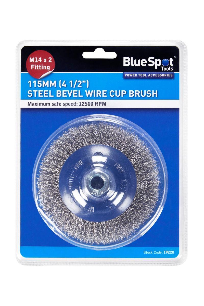 Blue Spot Tools 115mm (4 1/2") M14 x 2 Steel Bevel Wire Cup Brush