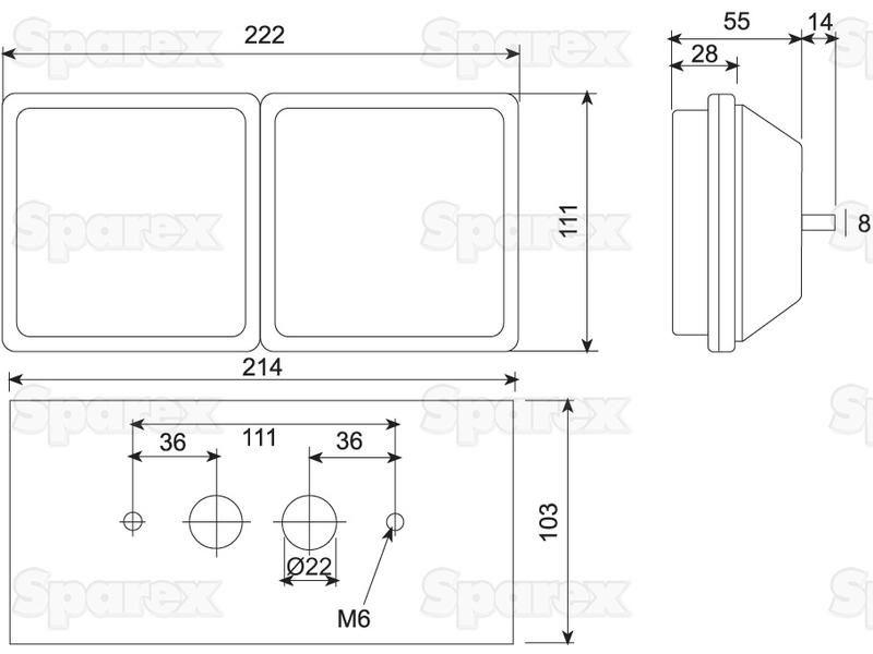 Halogen Rear Combination Light 12V, RH & LH Caterpillar, Ifor Williams