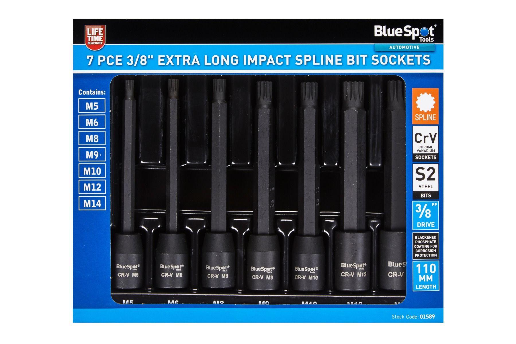 Blue Spot Tools 7 PCE 3/8" Extra Long Spline M5-M14