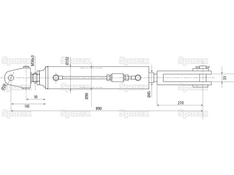 Hydraulic Levelling Box (Supplied with: Hoses), Min. Length: 890mm, Cylinder Bore: 90mm. for Steyr 6185CVT