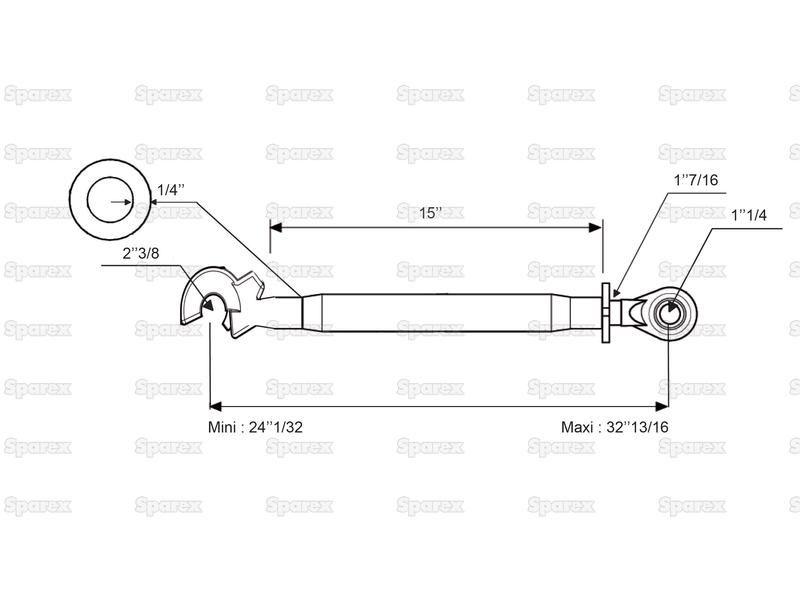 Top Link Superlink (Cat.3/3) Ball and Q.R. Hook, Min. Length: 560mm.