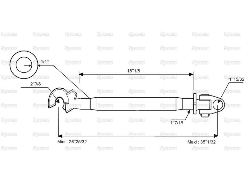 Top Link Heavy Duty (Spring Lock) (Cat.37mm/3) Knuckle and Q.R. Hook, Min. Length: 680mm.
